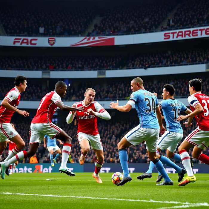 Arsenal is facing off against Manchester City in a Premier League match at the Emirates Stadium